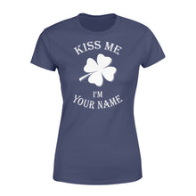 Load image into Gallery viewer, Kiss me I&#39;m Irish Customize Irish Shamrock St. Patrick&#39;s Day Glitter Green Lucky Charm - Standard Women&#39;s T-shirt