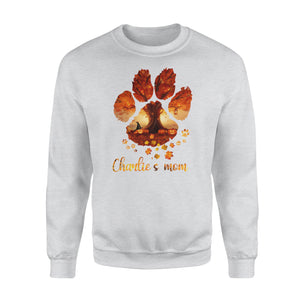 Custom dog's name dog paws mom autumn halloween personalized gift - Standard Crew Neck Sweatshirt