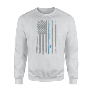 American flag fishing shirt vintage fishing - Standard Crew Neck Sweatshirt