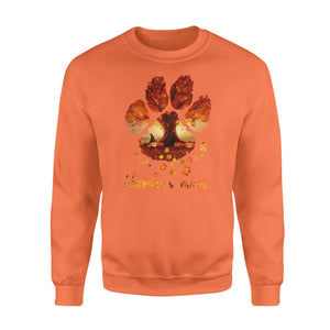 Custom dog's name dog paws mom autumn halloween personalized gift - Standard Crew Neck Sweatshirt