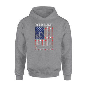 American flag fisherman kayak fishing custom name US fishing rod D05 NQS1244 - Standard Hoodie