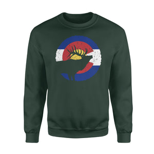 Colorado Elk Hunting Sweatshirt, CO State Flag Hunter - NQSD232