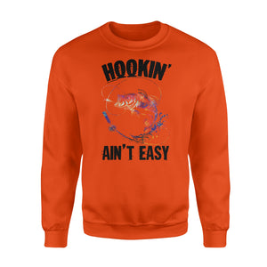 Beautiful colorful Fishing tattoo Sweat shirt design - Hookin' ain't easy - SPH63