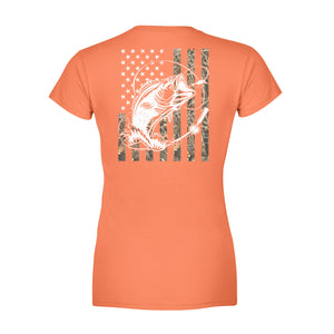 Bass Camouflage USA Flag bass fishing love fishing - Standard Women's T-shirt