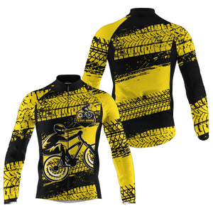 Custom Men cycling jersey Yellow biking tops UPF50+ cycle gear with pockets Breathable bike shirt| SLC61
