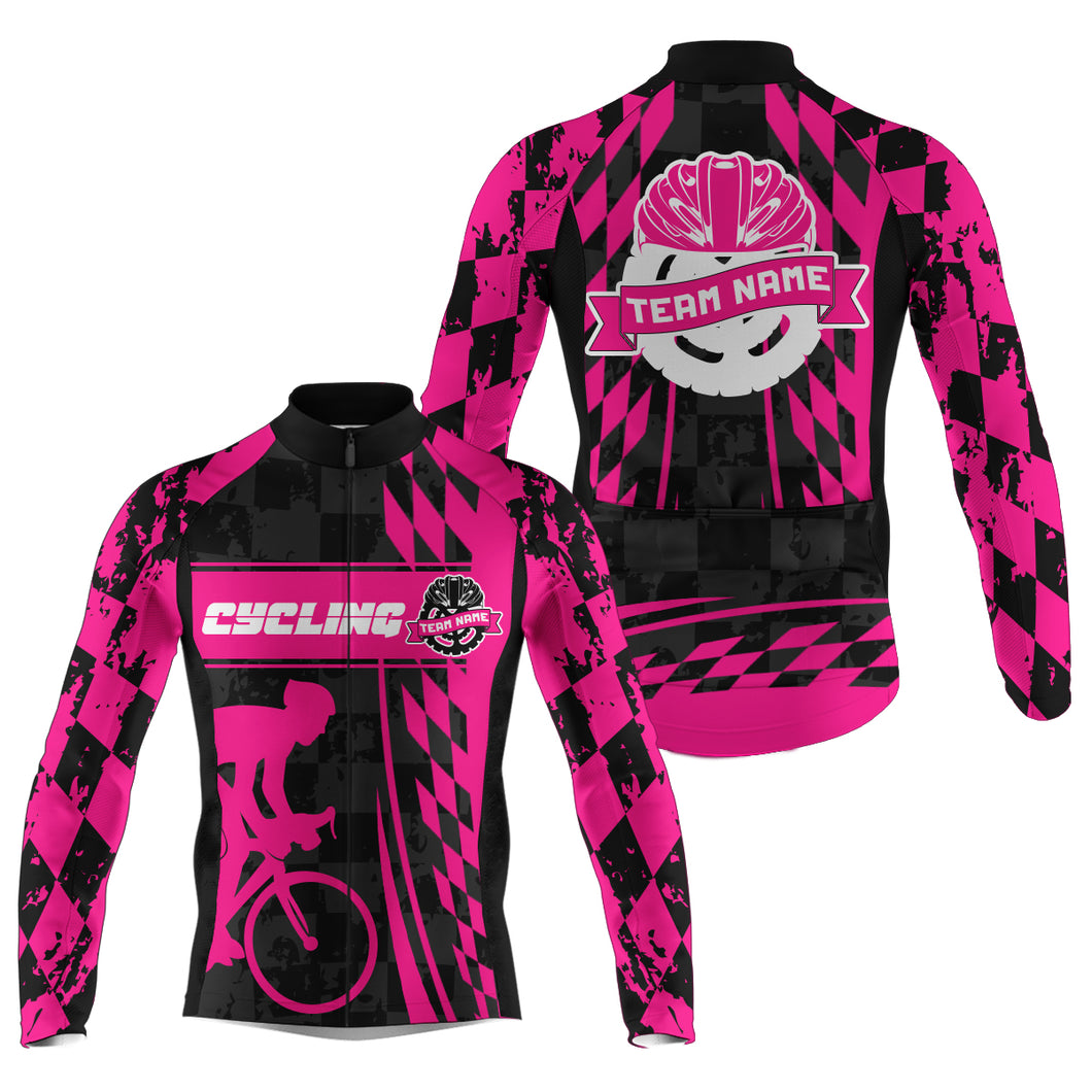 Personalized Pink men cycling jersey Biking team athletes tops UPF50+ road gear with 3 pockets| SLC62