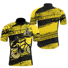 Load image into Gallery viewer, Custom Men cycling jersey Yellow biking tops UPF50+ cycle gear with pockets Breathable bike shirt| SLC61