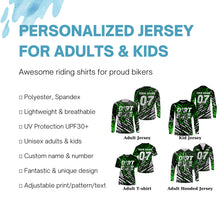 Load image into Gallery viewer, Custom dirt bike jersey UPF30+ kid mens womens green motocross racing off-road motorcycle racewear NMS946