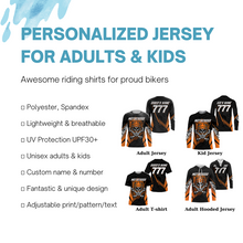 Load image into Gallery viewer, Motocross kid men women orange jersey personalized UPF30+ dirt bike for youth off-road motorcycle PDT52