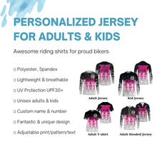 Load image into Gallery viewer, Adult&amp;Kid custom Motocross jersey UPF30+ MX racing No Guts No Glory offroad pink dirt bike racewear NMS924