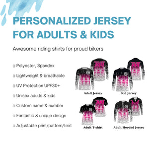Adult&Kid custom Motocross jersey UPF30+ MX racing No Guts No Glory offroad pink dirt bike racewear NMS924