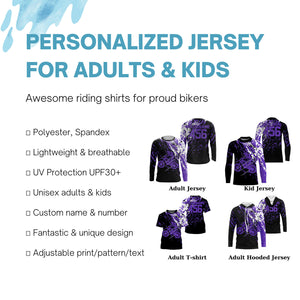 Personalized dirt bike jersey adult&kid UPF30+ Motocross biker girl MX racing off-road - Purple| NMS911