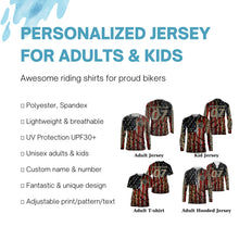 Load image into Gallery viewer, Adult&amp;Kid custom Motocross jersey UPF30+ No Guts No Glory American flag MX dirt bike racewear| NMS926