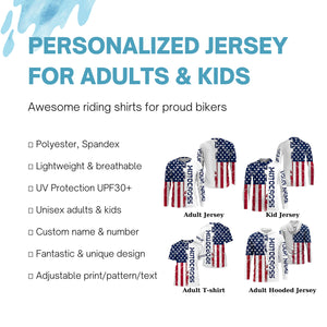 Kid&Adult personalized Motocross jersey American flag Anti UV dirt bike racing motorcycle racewear| NMS917