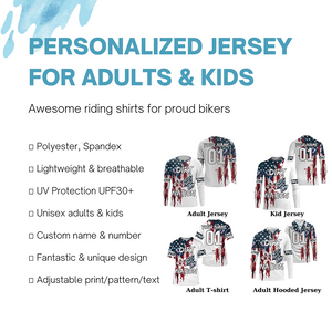 Patriotic motocross jersey Dirt Nation UPF30+ custom American flag adult&kid MX racing motorcycle NMS960