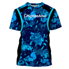 Load image into Gallery viewer, Chipteeamz Fishing Blue Camo UV Protection Shirt for Men, Women and Kid, Fishing gift TMTS067