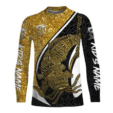 Load image into Gallery viewer, Catfish Fishing Gold Glitter Custom Name UV Protection Shirts, Tournament Fishing Catfish Fisherman Shirt TMTS020