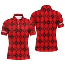 Load image into Gallery viewer, Christmas plaid Argyle Pattern - Funny Christmas Men&#39;s Golf Polo Custom Name shirt TTN103