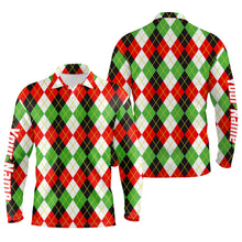 Load image into Gallery viewer, Christmas plaid Argyle Pattern - Funny Christmas Men&#39;s Golf Polo Custom Name shirt TTN103