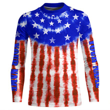 Load image into Gallery viewer, Custom Tie dye American Flag Fishing Shirts, USA Patriotic Fishing gifts UV Protection TTV89