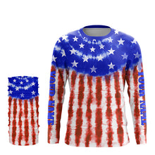 Load image into Gallery viewer, Custom Tie dye American Flag Fishing Shirts, USA Patriotic Fishing gifts UV Protection TTV89