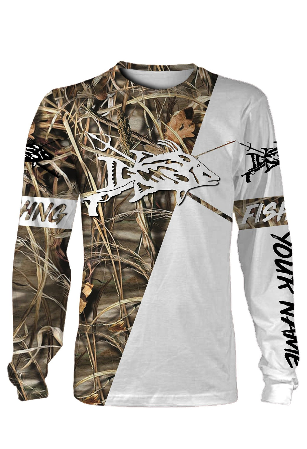 Hogfish Personalized fishing tattoo camo all-over print long sleeve, T-shirt, Hoodie, Zip up hoodie - FSA17