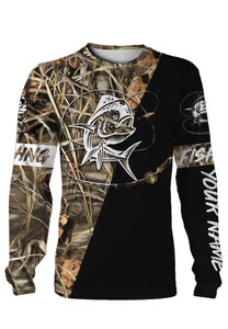Mahi mahi Personalized fishing tattoo camo all-over print long sleeve, T-shirt, Hoodie, Zip up hoodie - FSA5B Black version