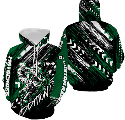 Personalized Motocross Racing Jersey Over Printed Hoodie, Extreme MotoX Addition Motorcycle Biker Shirt NMS274