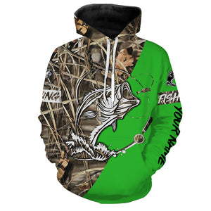Bass Customized Name fishing tattoo green camo all-over print shirts - FSA35
