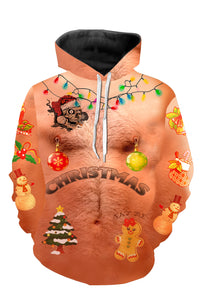 Hairy chest ugly Christmas full printing shirt, long sleeves, sweater, hoodie