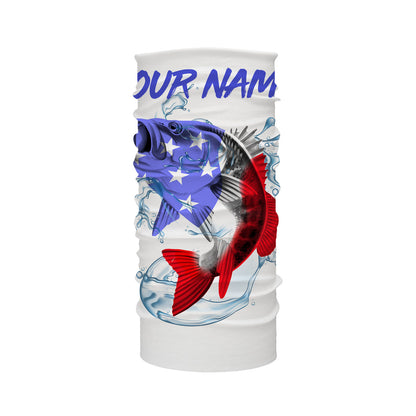 Custom Name Bass Fishing US Flag Performance Fishing Shirt, Bass Fishing Jerseys TATS211