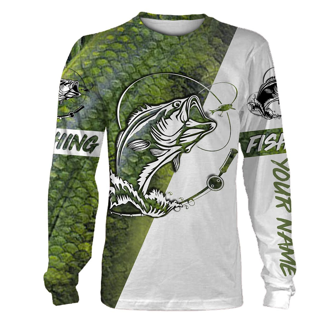 Bass scale tattoo customize name long sleeves fishing shirts, all over printing for men and women personalized gift TATS73