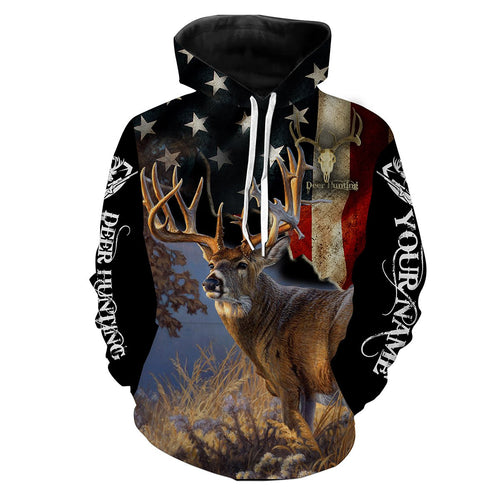 Deer Hunting US Flag Full Printing Custom Name Shirt Personalized Gift TATS107