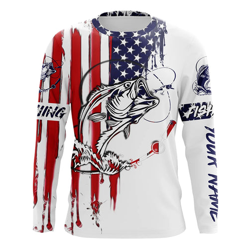 Bass fishing with America flag fishing shirt gift for fisherman A10