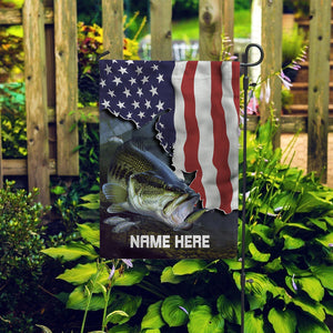 Bass fishing custom name garden flag 4th July patriot personalized gift - TAGF152