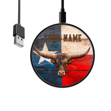 Load image into Gallery viewer, Longhorn Texas custom name personalized gift Wireless Charger