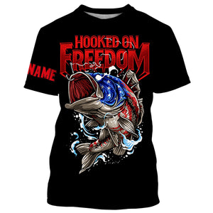 Bass Fishing Hook On Freedom Custom Name Full Print Fishing Shirts Personalized Gift TATS94