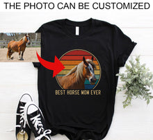 Load image into Gallery viewer, Custom photo best horse mom ever vintage personalized gift women&#39;s t-shirt