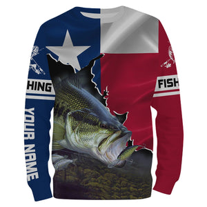 TX Texas Bass Fishing Custom name 3D All over print shirts Personalized gift TATS146