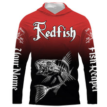 Load image into Gallery viewer, Redfish Puppy Drum fish reaper skeleton UV protection quick dry customize name long sleeves personalized gift TATS89