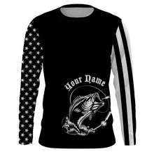 Load image into Gallery viewer, Custom Name Bass Fishing US Flag Performance Fishing Shirt, Bass Fishing Jerseys