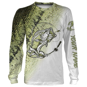 Bass Fishing Tattoo Scale Customize Name All Over Printed Long sleeves Shirts Personalized Gift TATS78