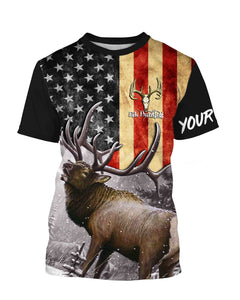 Elk Hunting US Flag Custome Name 3D All Over Printed Shirts Personalized gift TATS133