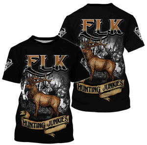 Elk Hunting Junkies Custome Name 3D All Over Printed Shirts Personalized gift TATS134