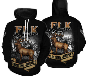 Elk Hunting Junkies Custome Name 3D All Over Printed Shirts Personalized gift TATS134