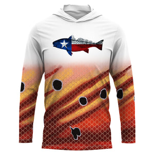 Redfish puppy drum Texas flag  UV protection quick dry long sleeves UPF 30+