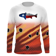 Load image into Gallery viewer, Redfish puppy drum Texas flag  UV protection quick dry long sleeves UPF 30+