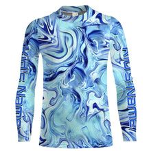 Load image into Gallery viewer, Custom Saltwater Long sleeve Fishing Shirts UV Protection, Sea wave camo Fishing Shirts - IPHW1560