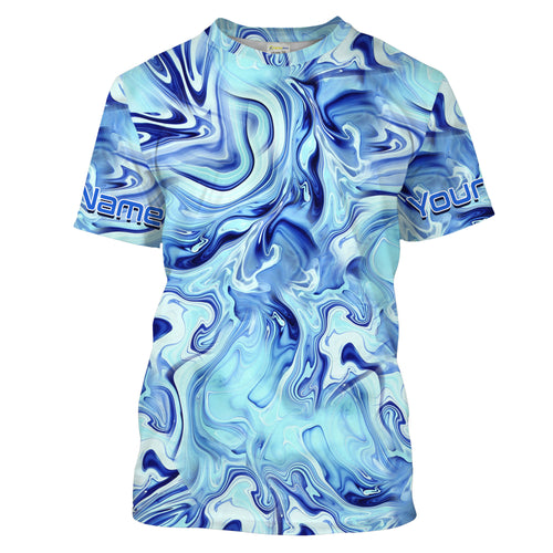 Custom Saltwater Long sleeve Fishing Shirts UV Protection, Sea wave camo Fishing Shirts - IPHW1560