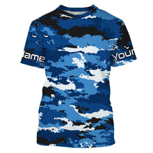 Load image into Gallery viewer, Blue camo Custom UV Long Sleeve performance Fishing Shirts, camouflage Fishing apparel - IPHW1580